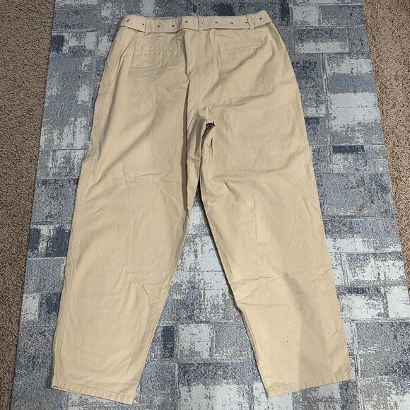 Talbots Women Pants Stretch 16 Tan Khaki High Rise Wide Pockets Belt Loops - Picture 3 of 11